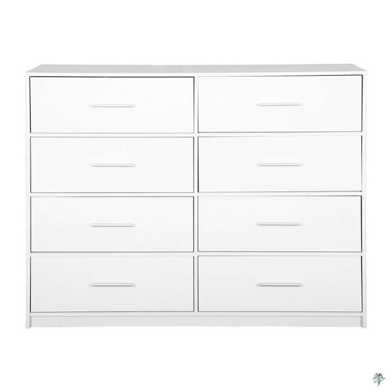 Commode 8 tiroirs avec grands tiroirs en tissu, Blanc
