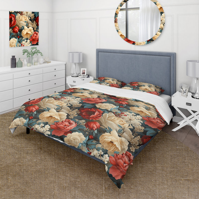 Literie Bendicty, Housse de couette pour grand lit et 2 taies décor
