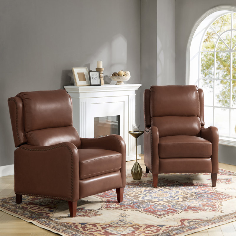 Fauteuil inclinable en cuir Beecher 28,75 po, Cuir pleine fleur brun