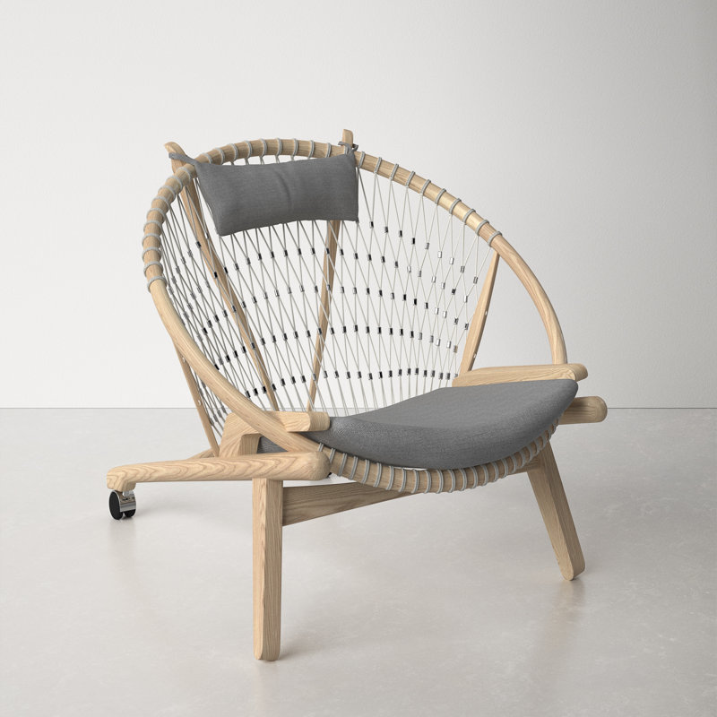 Presta Upholstered Accent Chair, Light Gray/Natural Ash