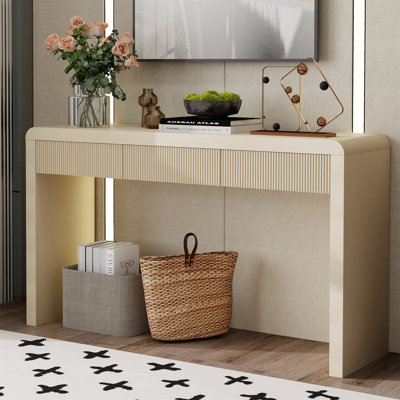 Console d'entrée rustique en bois massif avec placage en bois massif Trexm