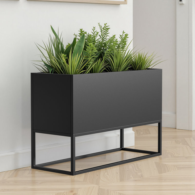 Grande jardinière rectangulaire en métal 47 * 18 * 18 pouces avec tablettes et trous de drainage pour une utilisation intérieure / extérieure