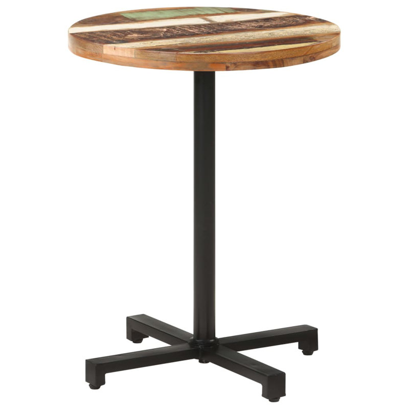Bistro Table Round Solid Acacia Wood, Green/Brown, 23.62" D x 23.62" L