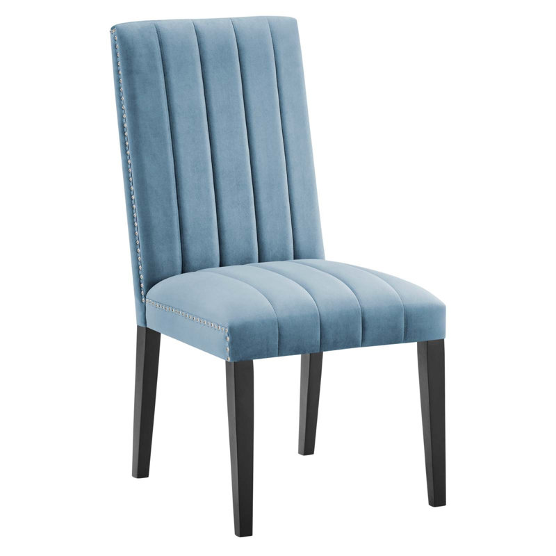 Light Blue Velvet Upholstered Parsons Side Chair Set