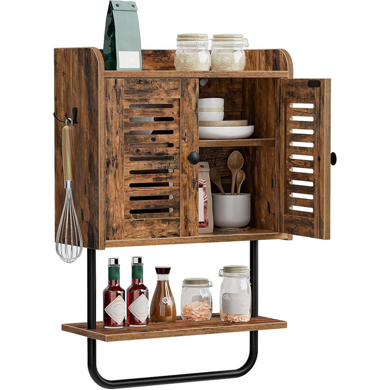Double Doors Bathroom Wall Cabinet With...
