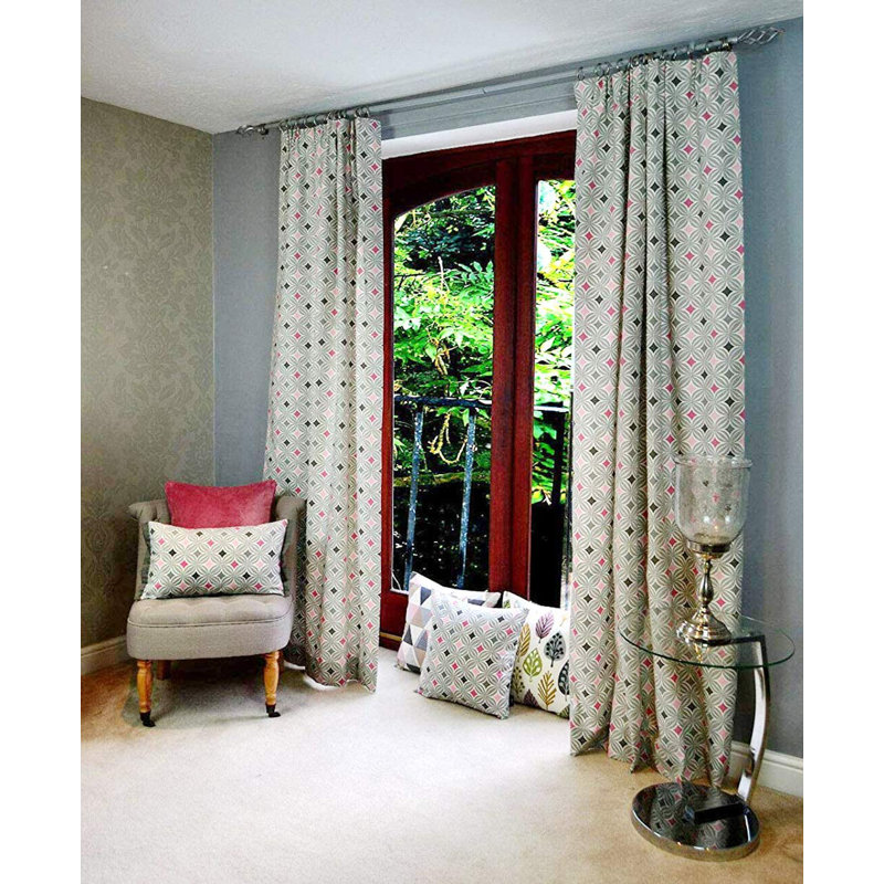 Annayah Cotton Curtain Pair, Width 167 x Drop 228 cm, Blush Pink, Room Darkening