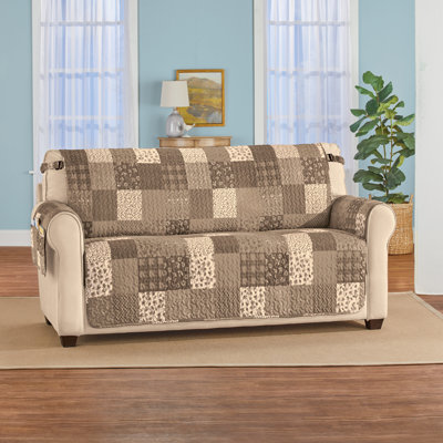Protecteur de mobilier en patchwork classique avec poche pour accoudoirs