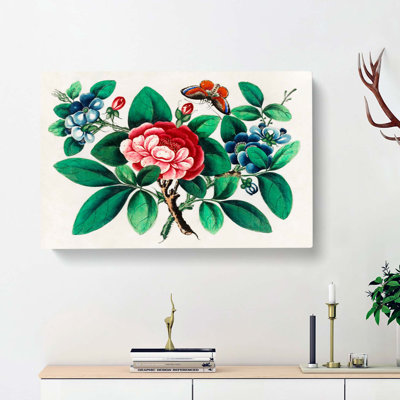 Flowers & Butterfly - Wrapped Canvas