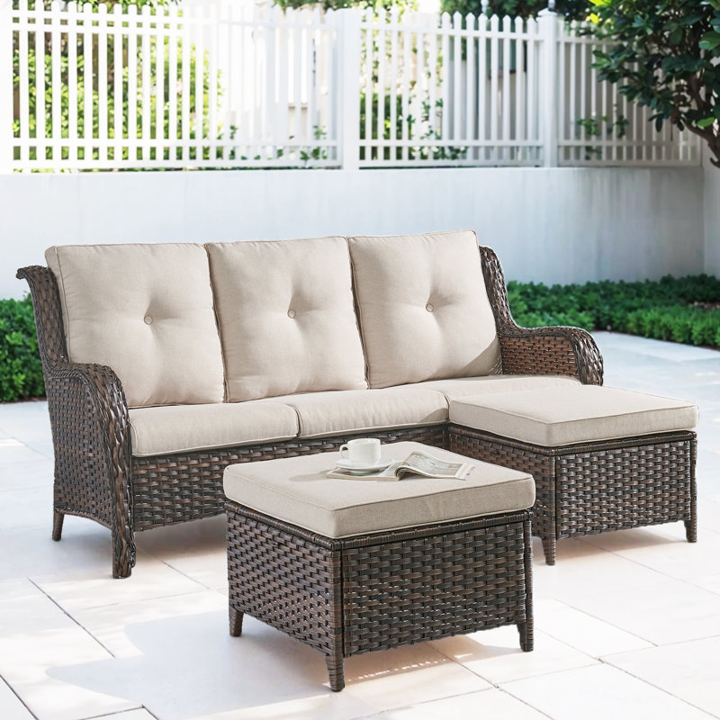 Canapé modulaire d'extérieur de 75 po avec coussins Bonia, Beige