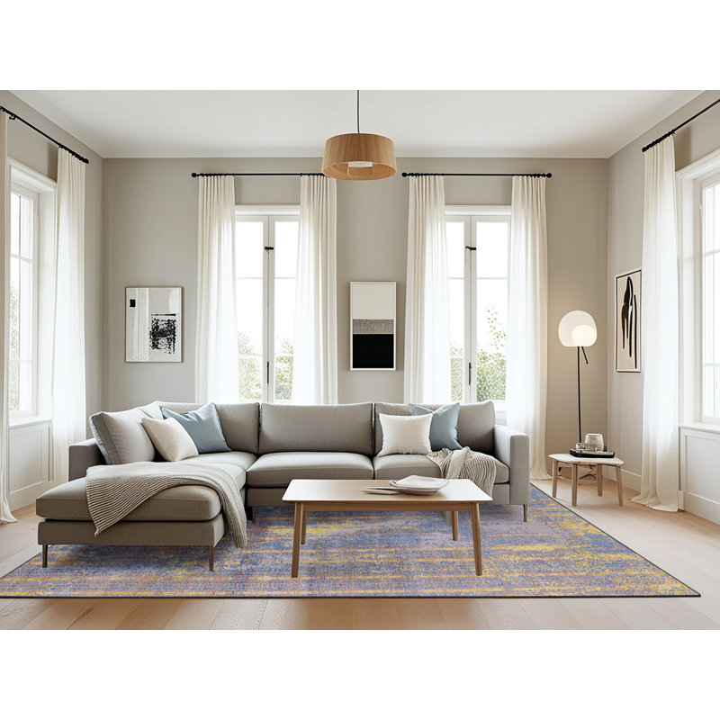 Tapis bleu / jaune Buellton, Rectangle 8 pi x 12 pi