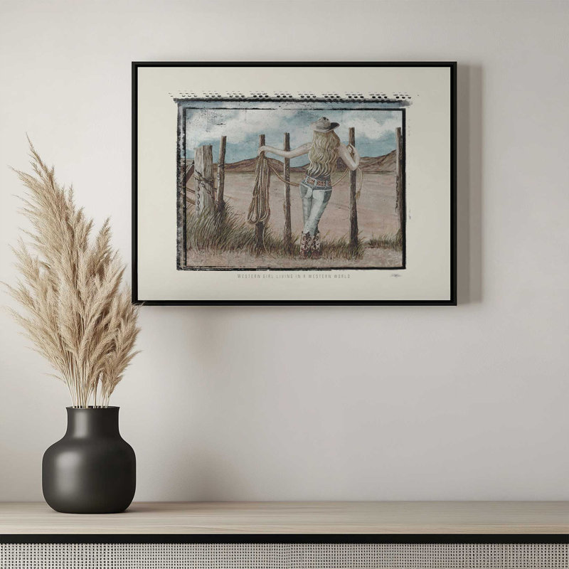 «Western Girl» par Cindy Jacobs, reproduction d'art, L 48 x H 36, Tanné, Toile avec cadre