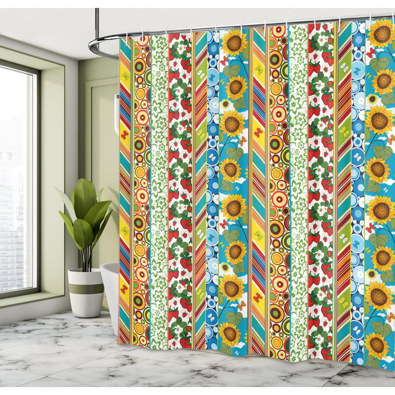 Floral Shower Curtain with Hooks Included, 70" H x 69" W