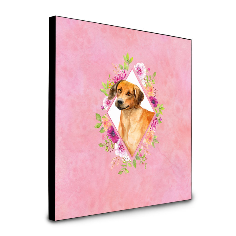 Panneau mural Dollman Flowers, Rose, Chien de Rhodésie à crête dorsale