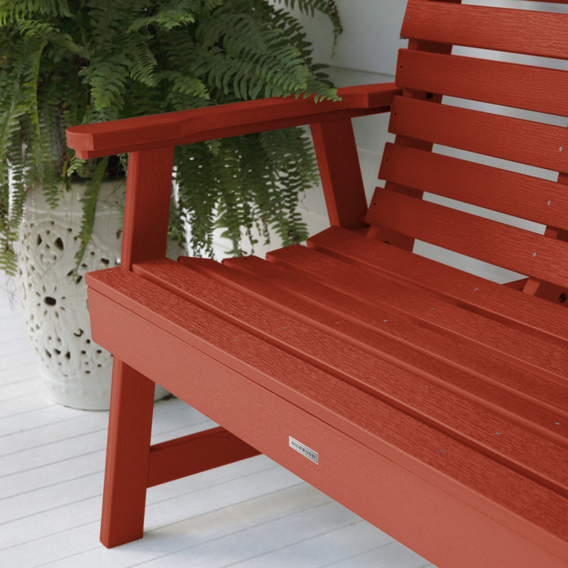 Banc de jardin en plastique Midwest, Rouge rustique, H 34 po x l 48,5 po x P 25 po