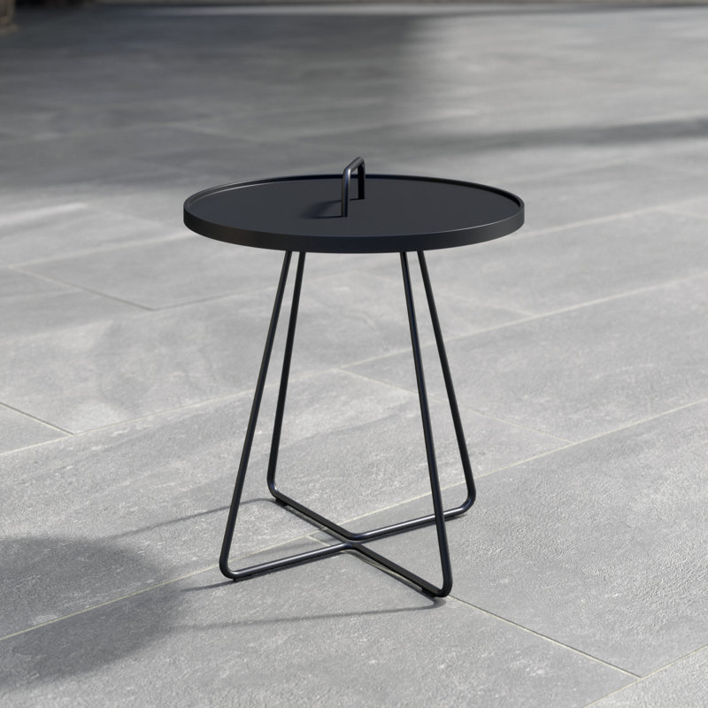 On-the-Move Outdoor Round Side Table, Black, 20.5"