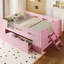 Lit plateforme en bois avec garde-corps et tiroir, rose-260658226-260658237