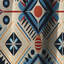 Rideau occultant géométrique beige et bleu Tribal Essence-107536139