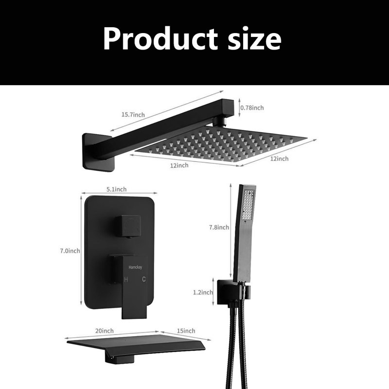 Shower Faucet Set With Rain Shower Head And Handheld Spray