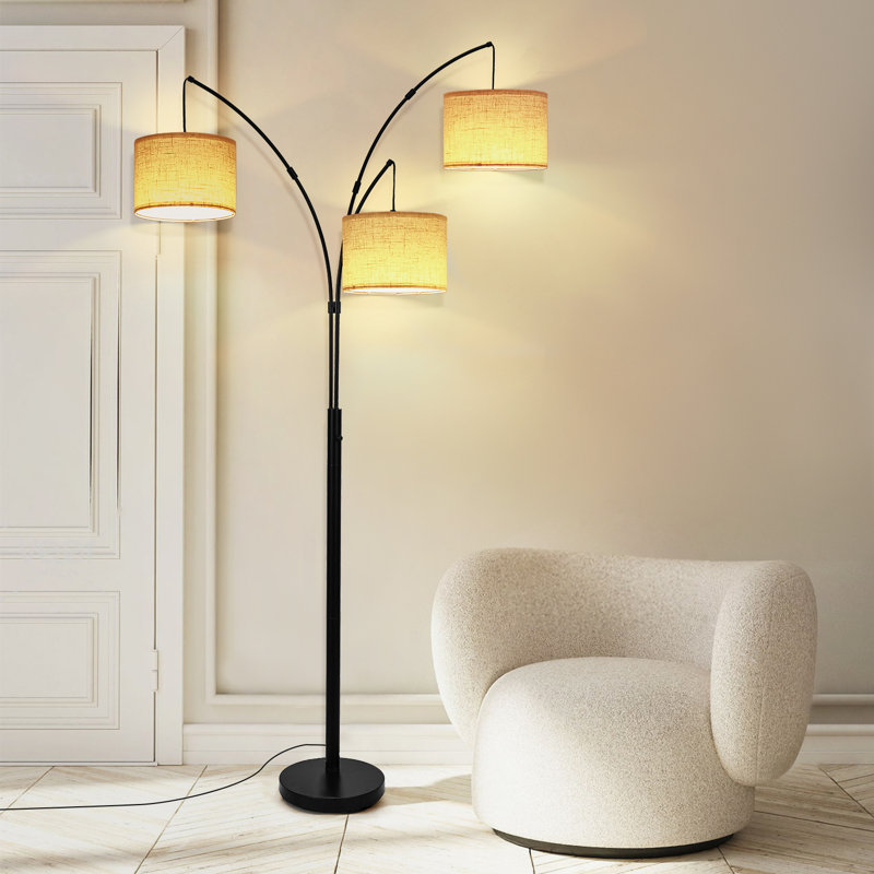 Jadesola 80'' 3 Light Tree Floor Lamp with Rotary Switch, Black