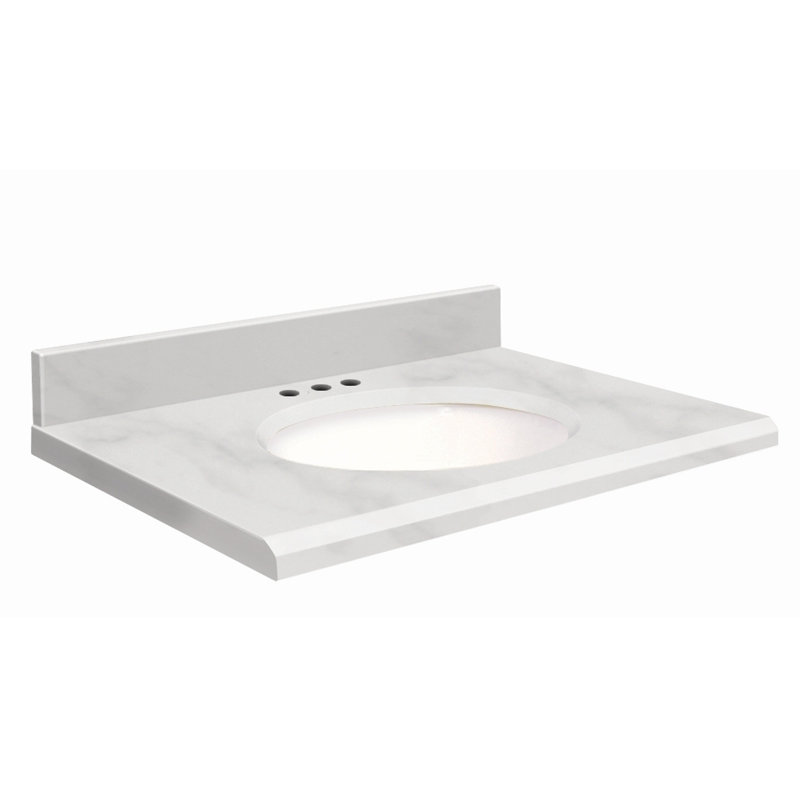 Dessus de salle de bain simple 49 po meuble-lavabo, Centré de 8 pouces, Blanc