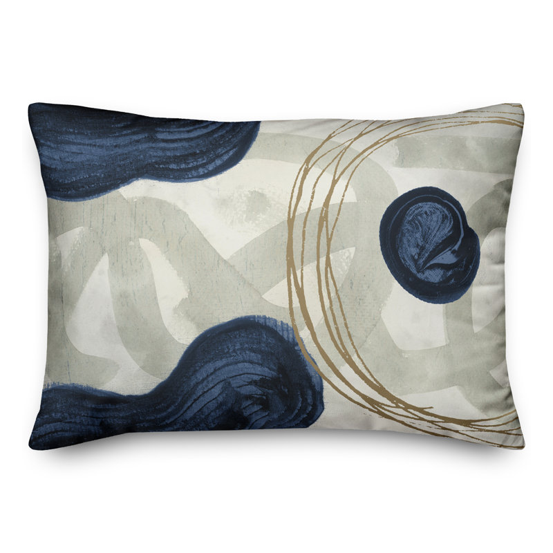 Chic Urban Abstract Blue and Beige Spun Polyester Pillow