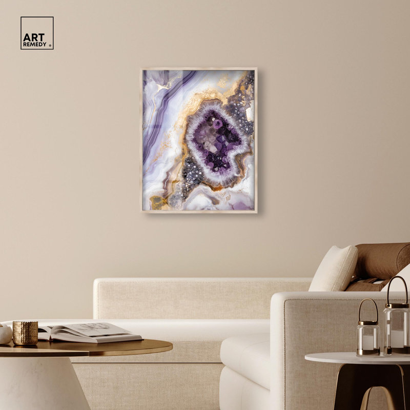 «Amethystine Dream II Shadowbox Print» par Art Remedy, H 37 po x l 31 po, Crème, crème