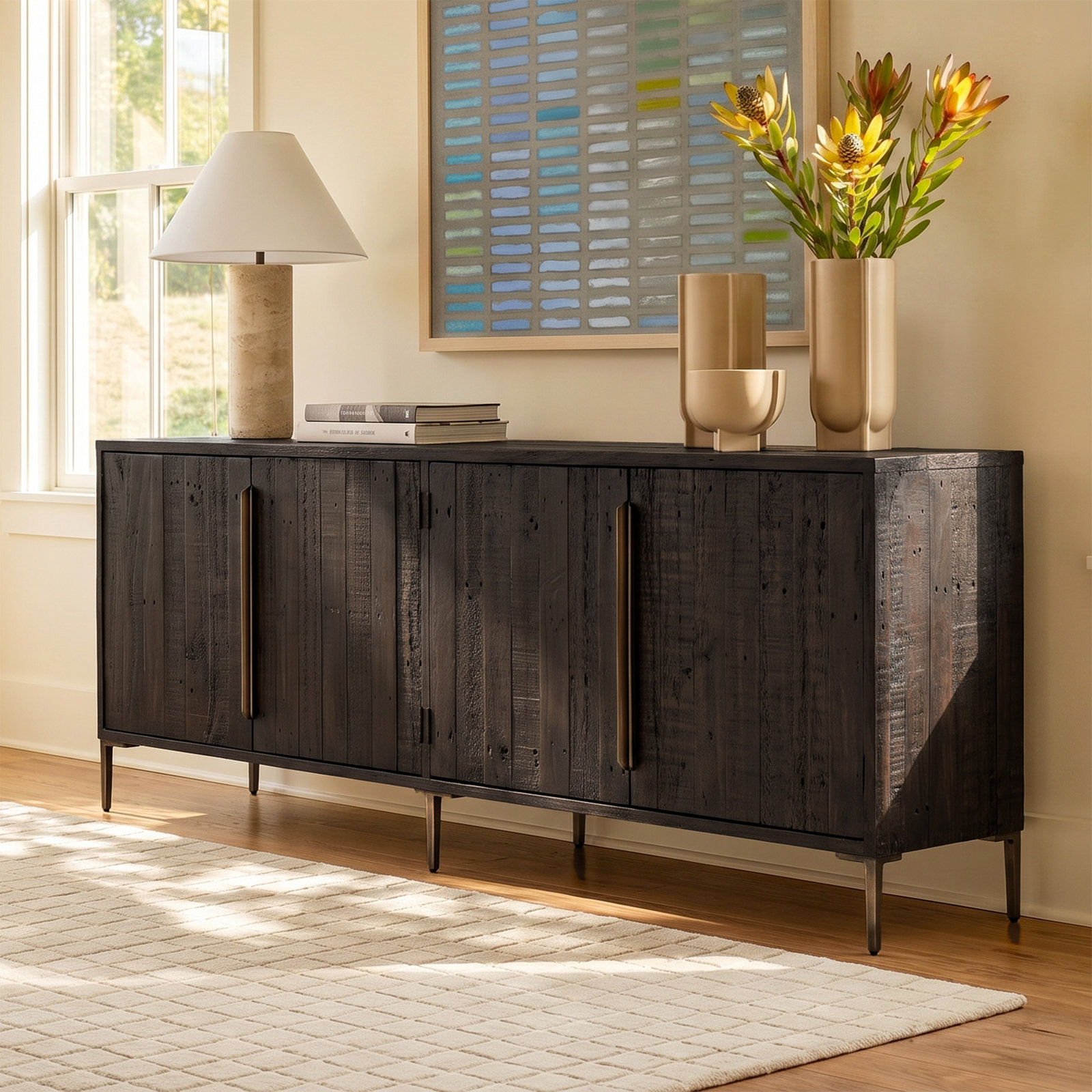 Riggs Pine Sideboard, Dark Carbon