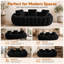 Canapé-causeuse de luxe moderne, fauteuil à billes, tissu en velours de peluche, velours bouclé, sièges élégants, accoudoirs ronds, sièges contemporains confortables. (Noir, 76 po)-123043839