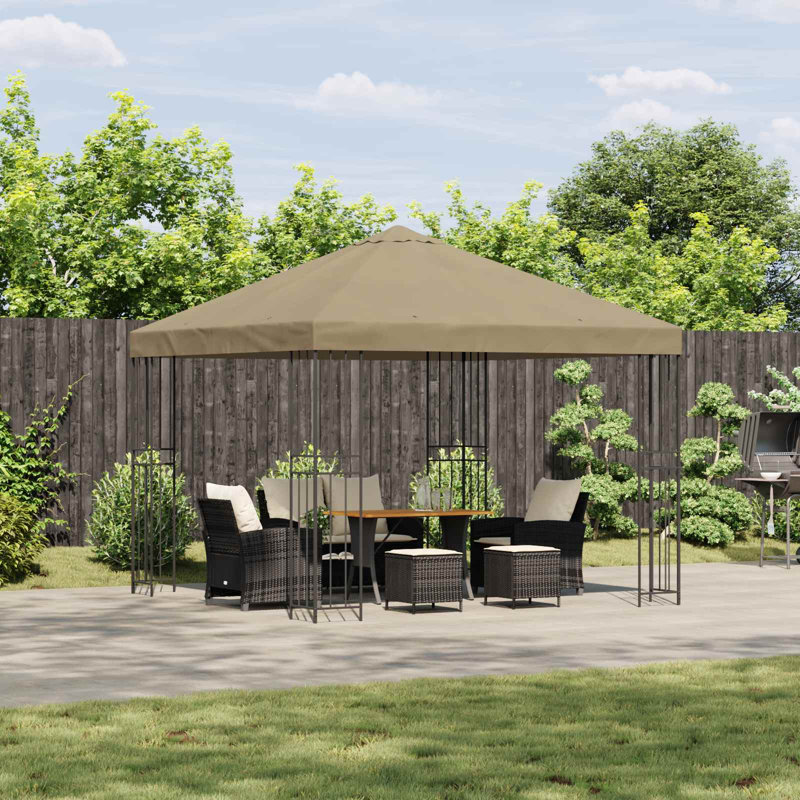 vidaXL Garden Gazebo Polyester and Steel, Beige