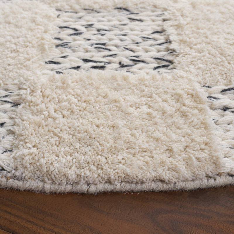 Tapis Natura 710 ivoire / noir, Rond 6 pi