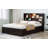 Wood Platform Bed With Bookcase Headboard, Built-In Downlight, Charging Station & 2 Side Drawers-701395206-701395207