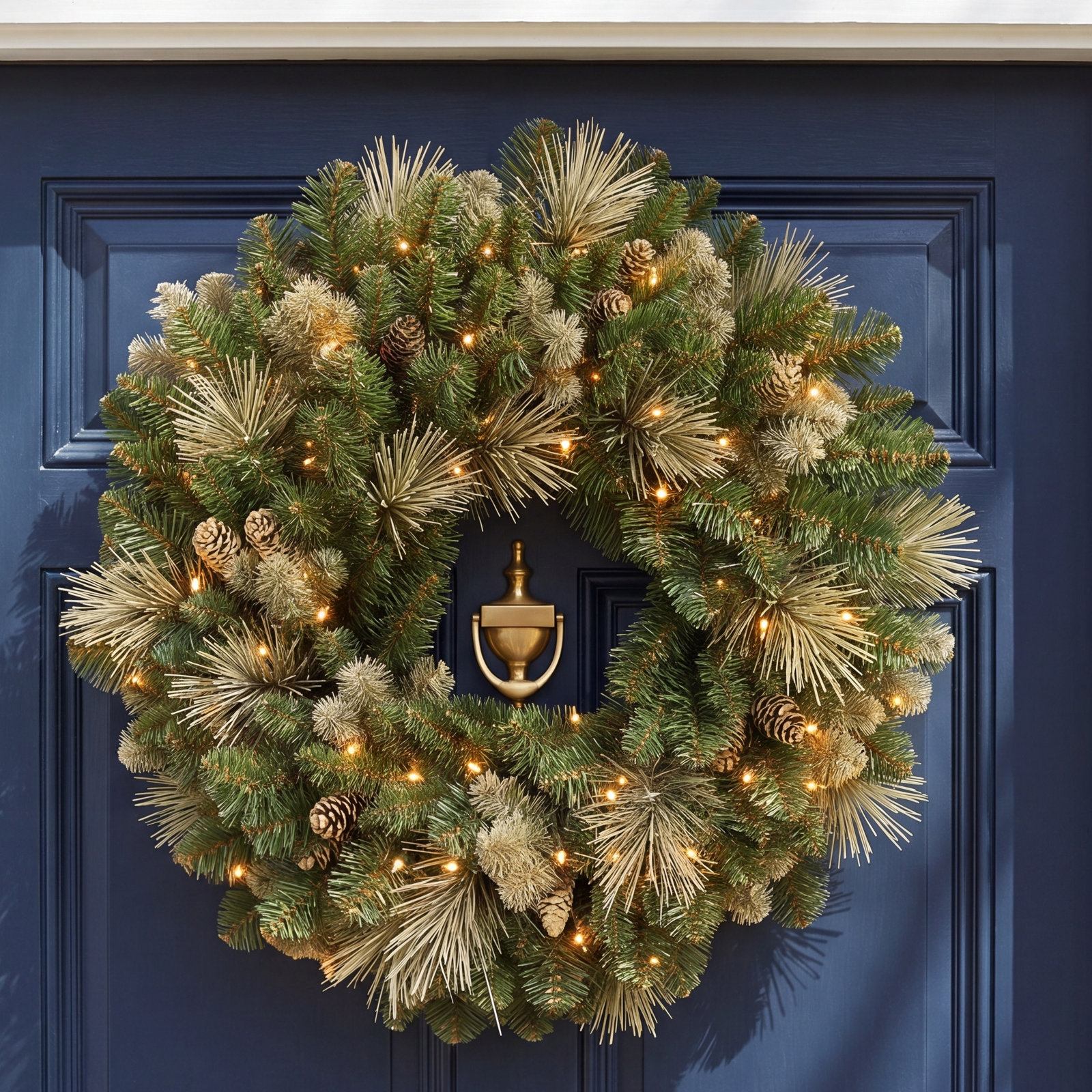 Pre-Lit Pine Wreath, 24"