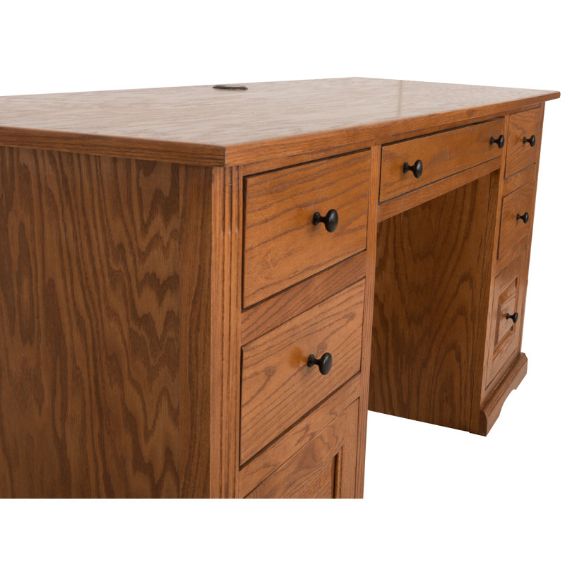 Rafeef Solid Wood Executive Desk, Light Oak
