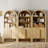 71"H X 94.5"W Arched Bookshelf, Modern 5 Tier Bookcase With 3 Cabinet, Wooden Large Display Cabinet With Doors And Adjustable Shelves, Versatile Bookshelf For Living Room, Study, Office-864333045