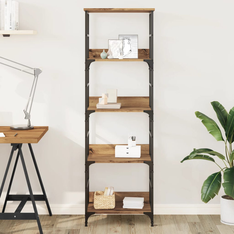 Holweg 50cm W Steel Standard Bookcase, Artisan Oak, (4 Shelves) 153 cm H x 50 cm W x 33 cm D