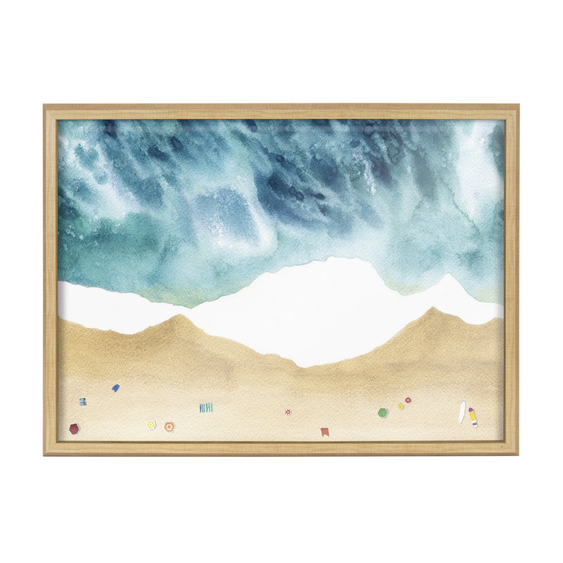 «North Shore» par Janet Meinke Lau, art mural en verre encadré, Naturel