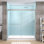 Porte de douche coulissante double 68 po x l 72 po x H 72 po avec porte coulissante en aluminium et verre trempé transparent
