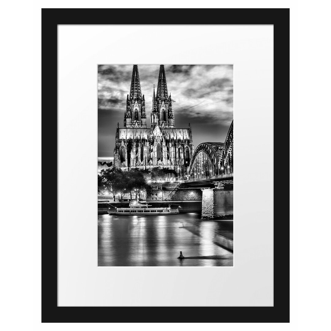 Gerahmtes Poster Hohenzollernbrücke bei Nacht