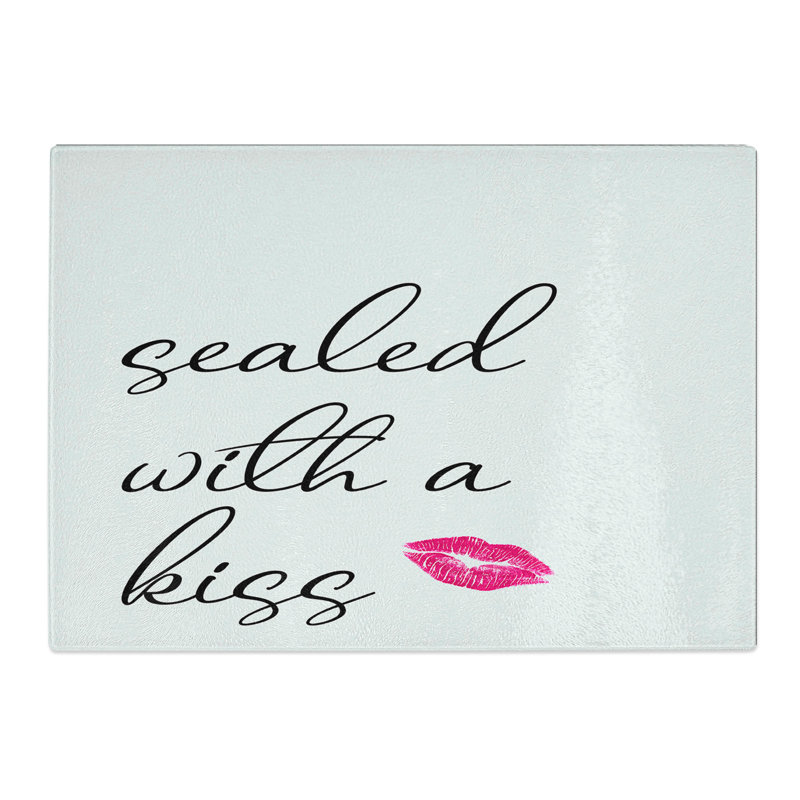 Sealed with a Kiss Typography Chopping Board, 28.5cm W x 39cm L
