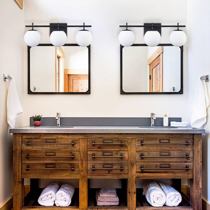 Black Milky Globe Vanity Light- 3 Light