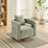 Chaise moderne avec dossier pivotant de 28,94 po et chaise à dossier ouvert avec base patinée pour chambre d'enfant, salon, bureau, fauteuil club, fauteuil de détente (vert pâle, mélange de lin)