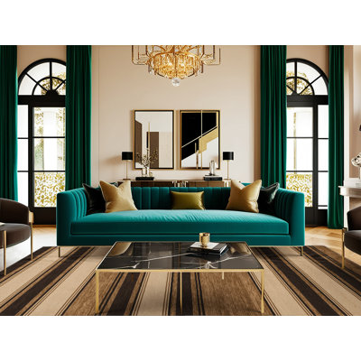  Tapis lavable rayé brun grès
