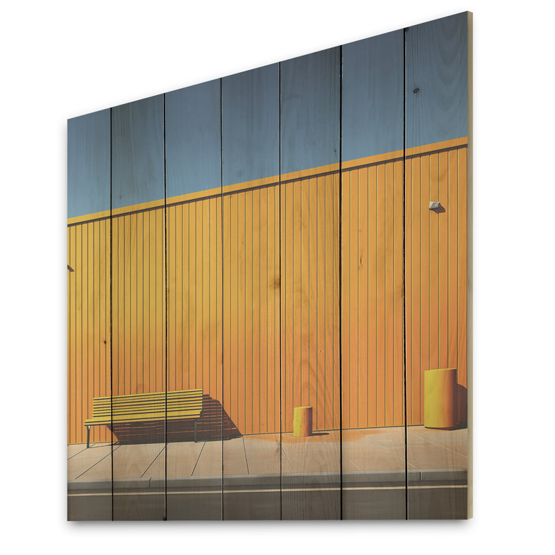 Jaune et bleu, ordre linéaire zen - Minimalisme, art mural sur bois de pin naturel, H 15 po x l 15 po