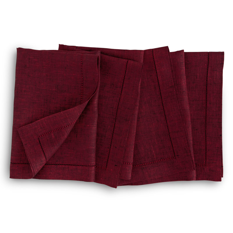 Milan - 100% Pure Linen Dinner Napkins, Red Garnet