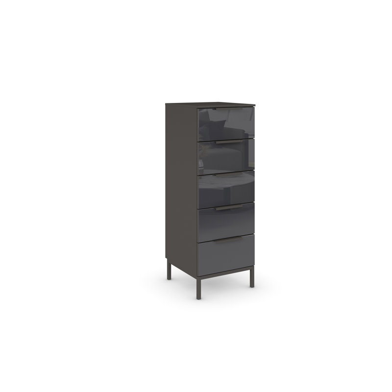 Flipp 5 - Drawer Chest of Drawers, Graphite/Glass Basalt