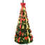Arbre de Noël escamotable de 6 pi avec 150 lumières blanc chaud, ornements rouges et or entièrement décorés, rangement compact orné facile à ranger