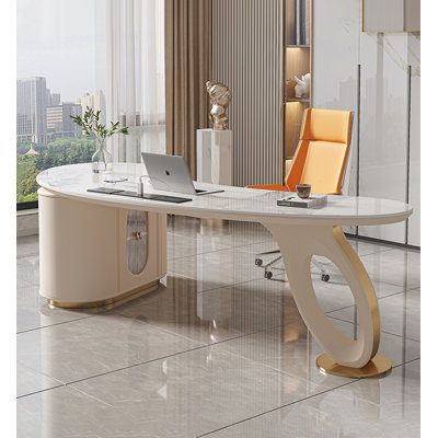 Light Luxury Creative Curved Sintered Stone Desk