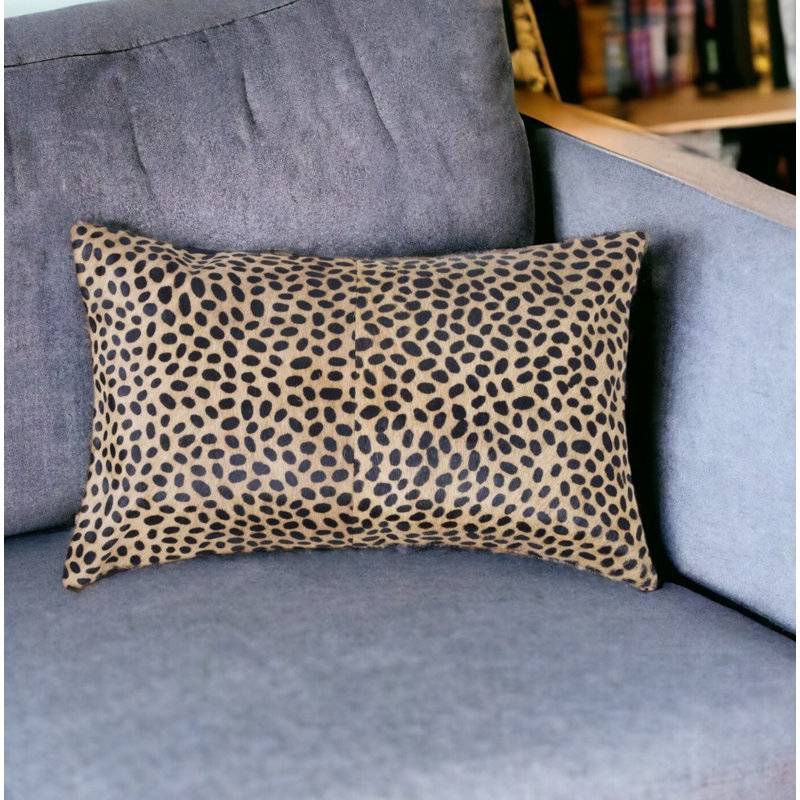 Coussin décoratif en peau de vache orange et noire 12 "X 20"
