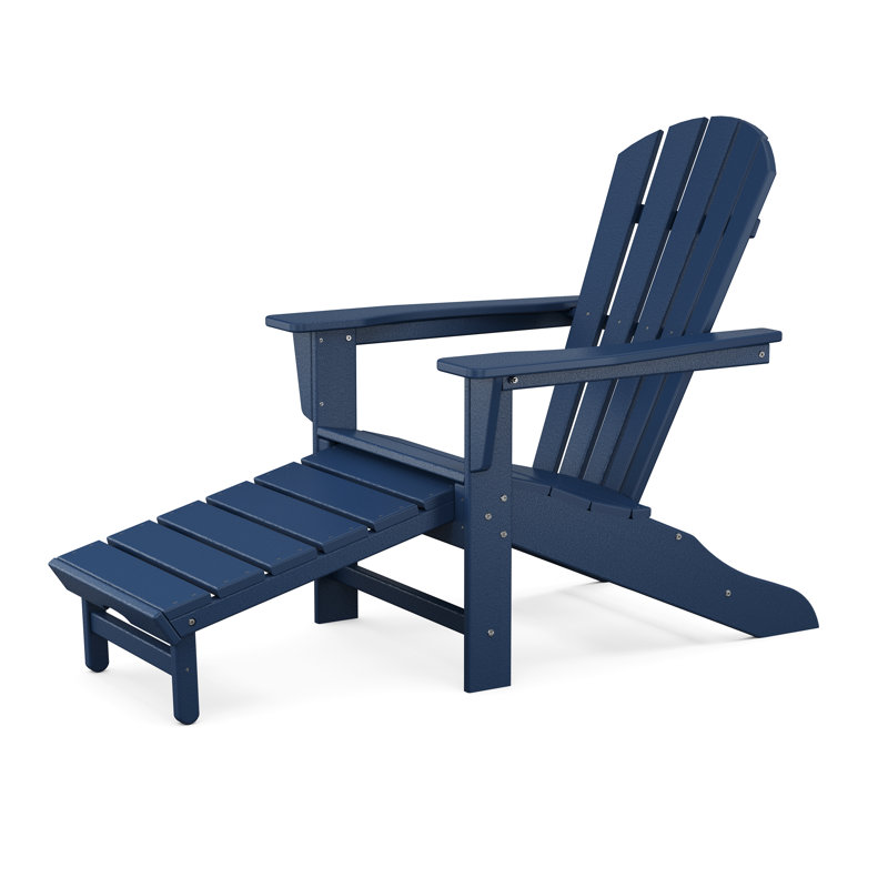 POLYWOOD Palm Coast Ultimate Adirondack avec repose-pieds dissimulé, Marine