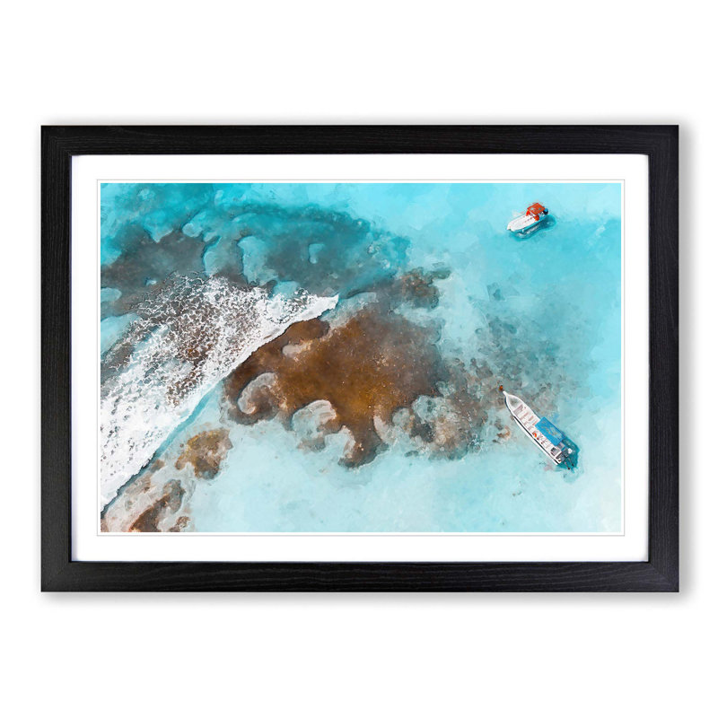 Boats in the Dominican Republic - Picture Frame Graphic Art Print, 36cm H x 48cm W x 2cm D, Black Framed